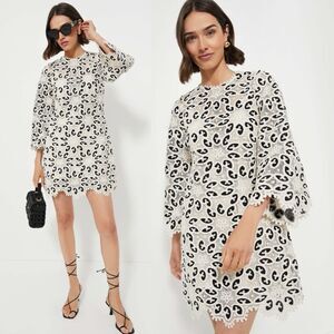 ZIMMERMANN Women's Cream Black Ottie Bobbin Lace Mini Dress Size 0